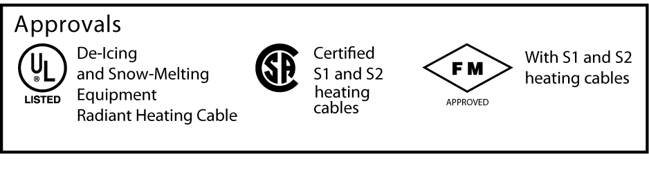 Summit Ice Melt Systems UL CSA and FM approvals