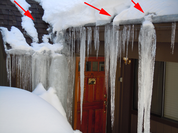 heat tape fails under icicles dangerous ice dams